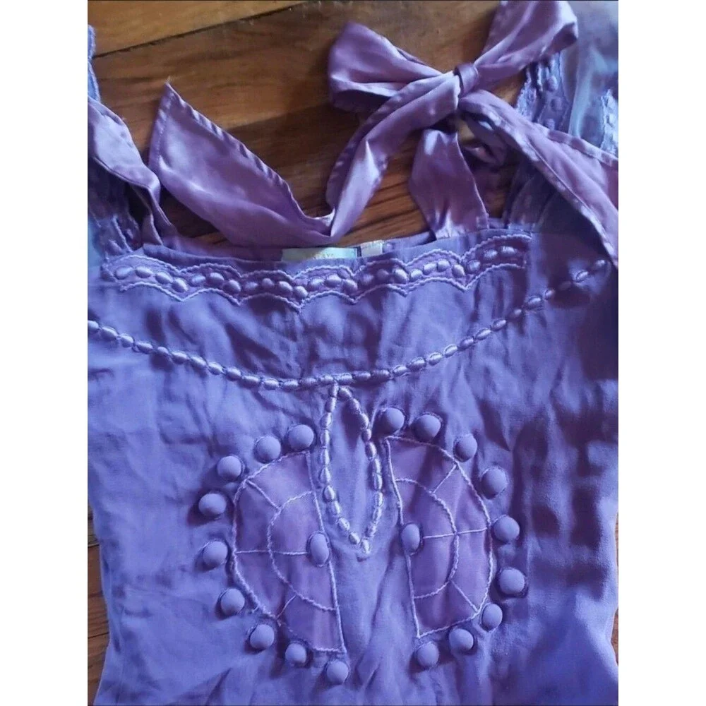 RARE Vintage NATAYA Romantic Fairy Purple Lavender 100% Silk Blouse Top - Picture 16 of 16